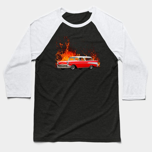 1957 Chevy Nomad Baseball T-Shirt by Permages LLC